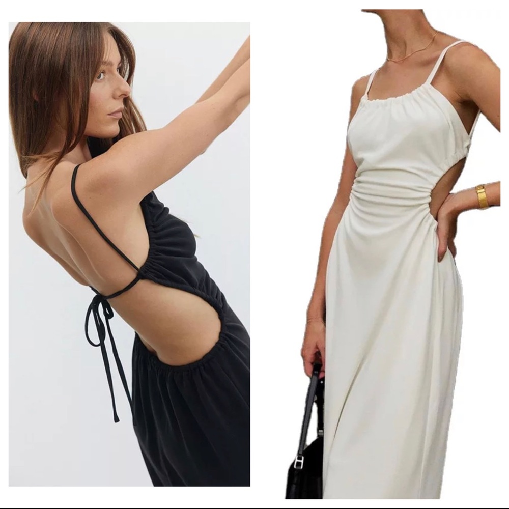 Gia Cut-Out Midi Dress in Black M